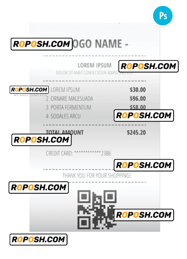 RECEIPT sample template PSD template