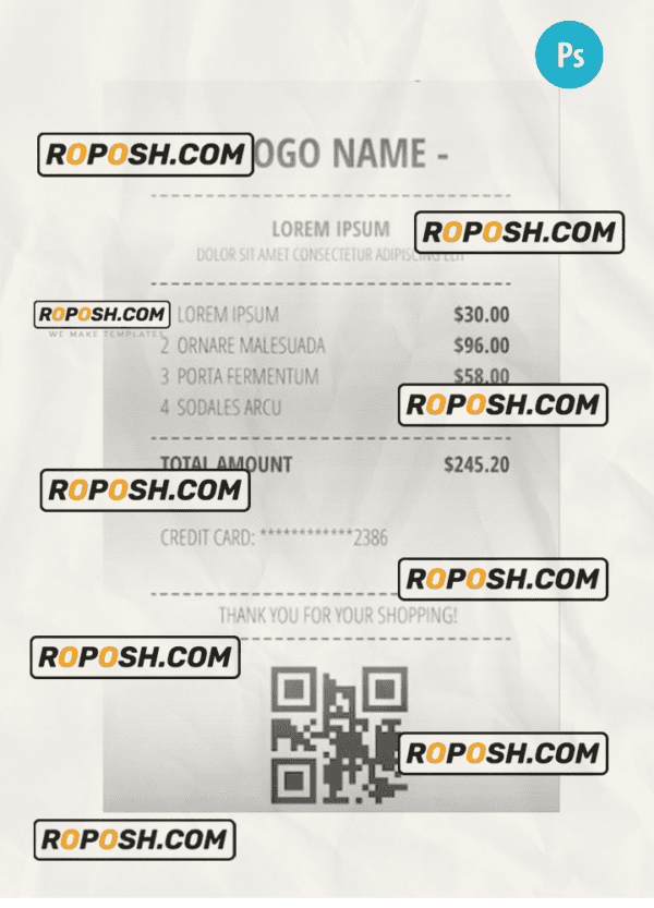 RECEIPT sample template PSD template