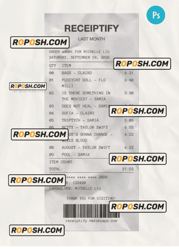 RECEIPTIFY template PSD template