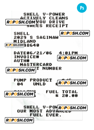 SHELL V-POWER payment receipt PSD template