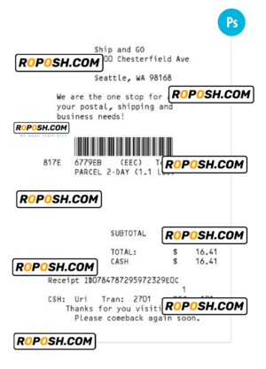 SHIP AND GO receipt template PSD template