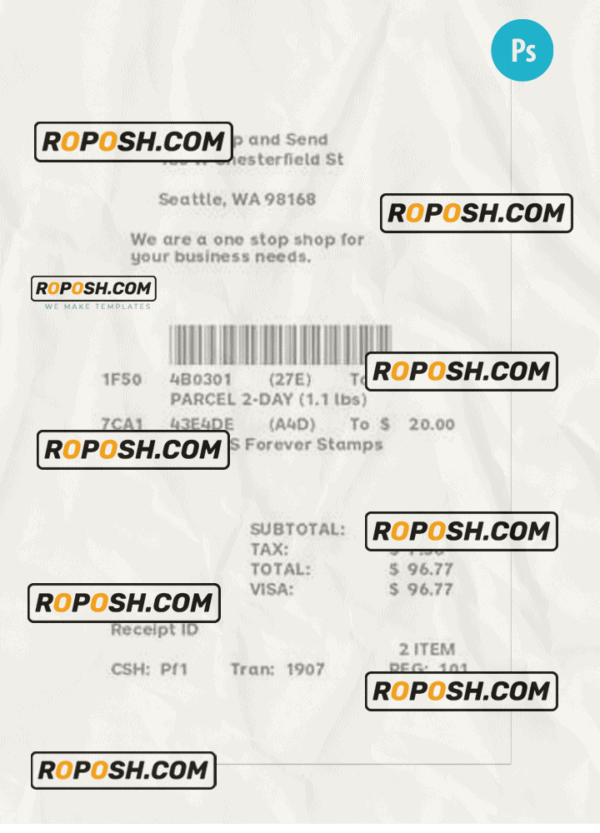SHIPPING STORE receipt PSD template
