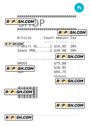 SHOP payment check PSD template