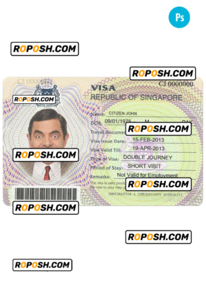 SINGAPORE travel visa PSD template, fully editable