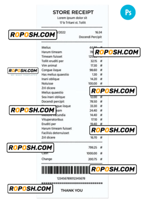 STORE receipt template PSD template