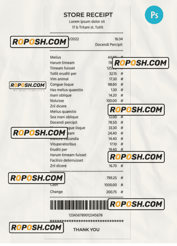 STORE receipt template PSD template