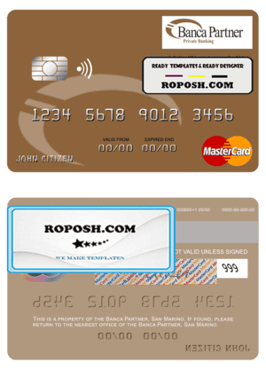 San Marino Banca Partner mastercard template in PSD format