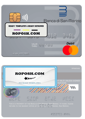 San Marino Banca di San Marino mastercard template in PSD format