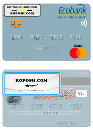 Senegal Ecobank Sénégal mastercard template in PSD format