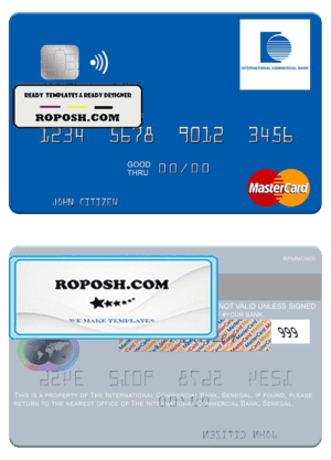 Senegal The International Commercial Bank mastercard template in PSD format