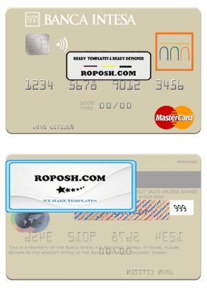 Serbia The Banca Intesa a.d. Beograd mastercard template in PSD format