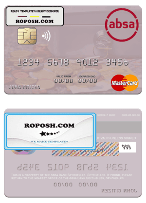 Seychelles Absa Bank Seychelles mastercard template in PSD format