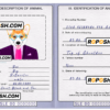 Sierra Leone dog (animal, pet) passport PSD template, fully editable