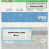 Sierra Leone National Development Bank visa debit card template in PSD format