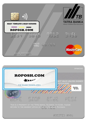 Slovakia Tatra Banka mastercard template in PSD format