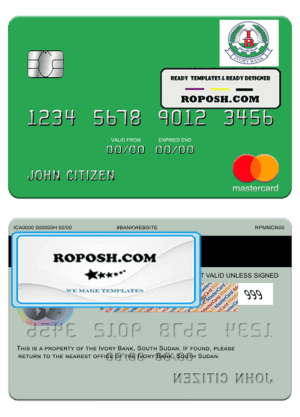 South Sudan Ivory Bank mastercard template in PSD format