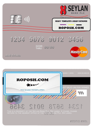 Sri Lanka Seylan Bank Plc mastercard card template in PSD format