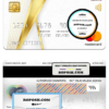 Sudan National Bank mastercard gold, fully editable template in PSD format