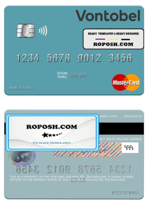 Switzerland Vontobel Holding AG mastercard template in PSD format