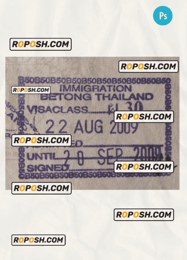 THAILAND immigration visa stamp PSD template, with fonts