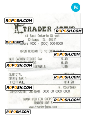 TRADER JOE’S cash receipt PSD template