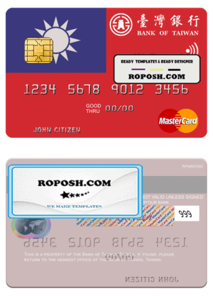 Taiwan Bank of Taiwan mastercard template in PSD format