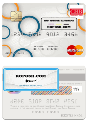 Taiwan Chang Hwa Bank mastercard template in PSD format