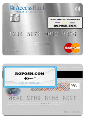 Tanzania AccessBank mastercard template in PSD format
