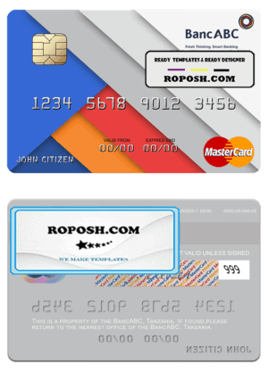 Tanzania BancABC mastercard template in PSD format