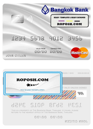 Thailand Bangkok Bank mastercard template in PSD format
