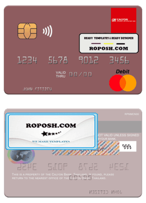Thailand Calyon Bank mastercard template in PSD format