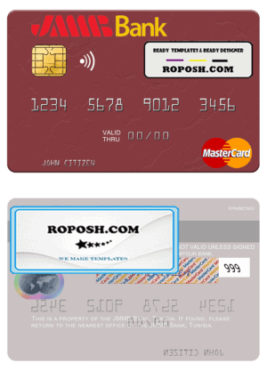 Tunisia JMMB Bank mastercard template in PSD format