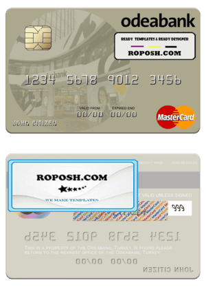 Turkey Odeabank mastercard template in PSD format