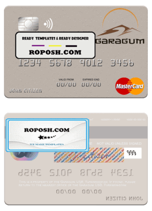 Turkmenistan Garagum IJSB mastercard template in PSD format