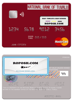 Tuvalu National Bank of Tuvalu mastercard template in PSD format