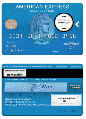 USA Citizens bank amex blue business plus card template in PSD format, fully editable