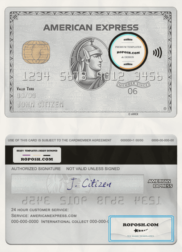 USA NAB bank AMEX platinum card template in PSD format, fully editable