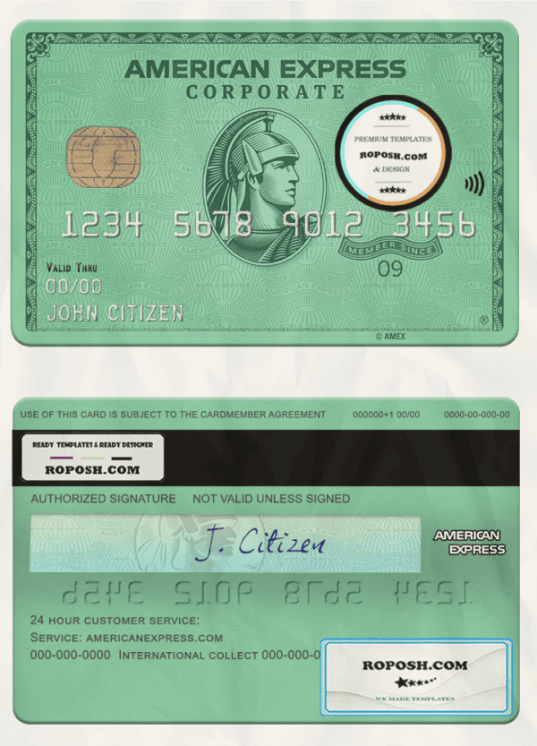 USA Nebraska Five Points Bank AMEX green card template in PSD format, fully editable