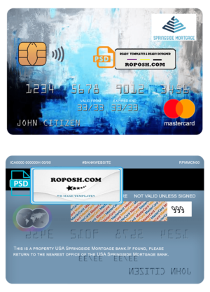 USA Springside Mortgage bank mastercard fully editable template in PSD format