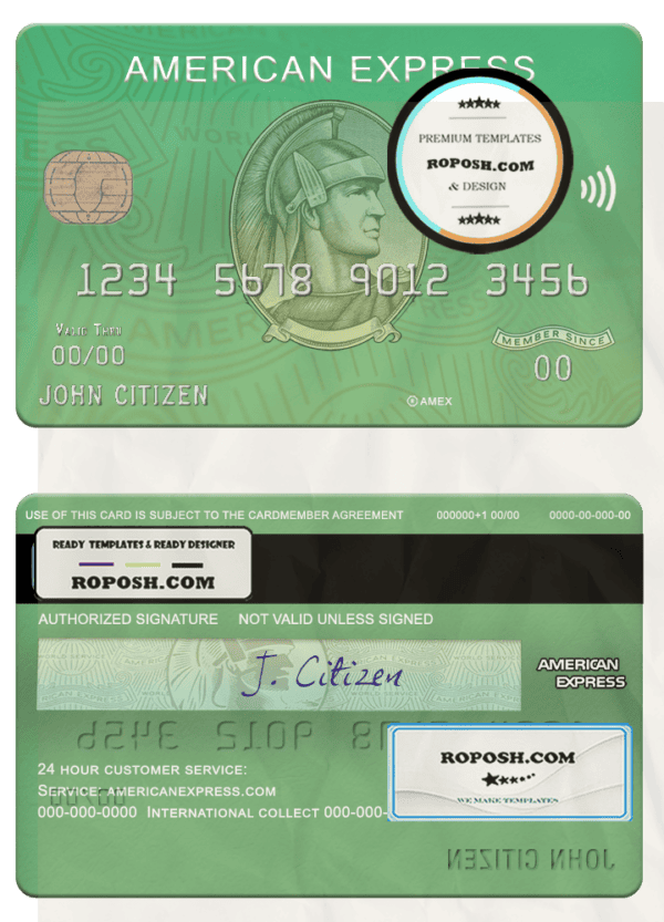 USA Waste Management bank AMEX card template in PSD format, fully editable