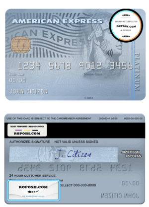 credit card (Copy)USA Carrington Mortgage Services bank AMEX platinum card template in PSD format, fully editable