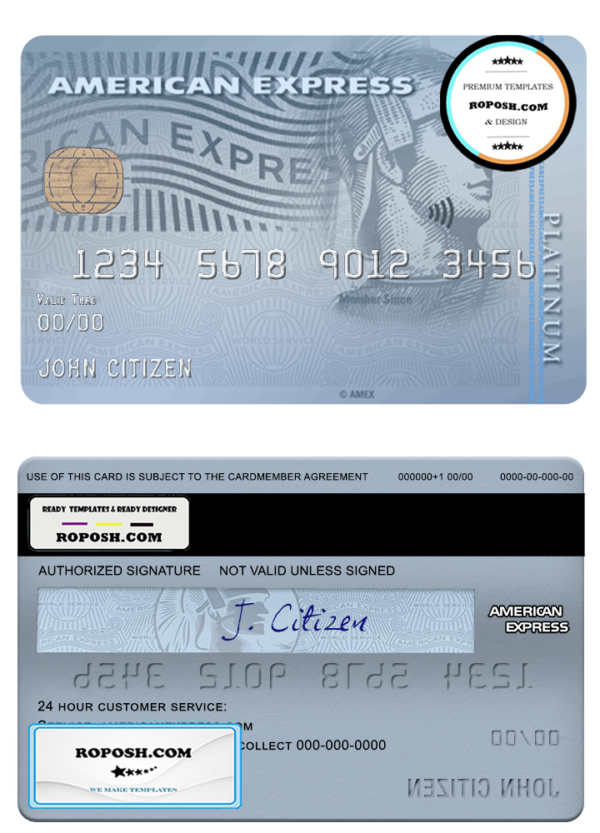 credit card (Copy)USA Carrington Mortgage Services bank AMEX platinum card template in PSD format, fully editable