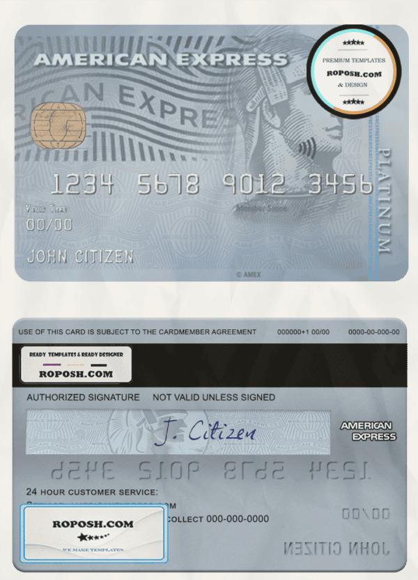 credit card (Copy)USA Carrington Mortgage Services bank AMEX platinum card template in PSD format, fully editable