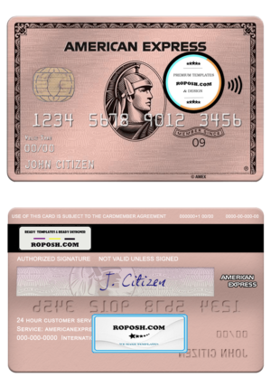 USA Missouri Together Credit Union bank AMEX rose gold card template in PSD format, fully editable