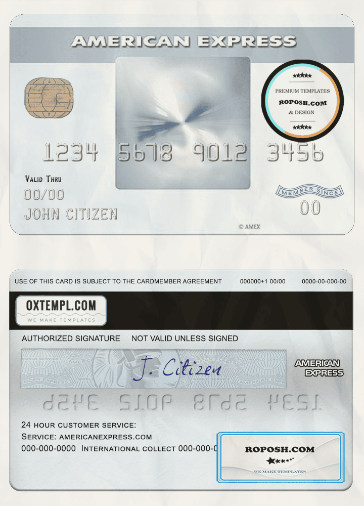 USA New York CFSB bank AMEX everyday® credit card template in PSD format, fully editable