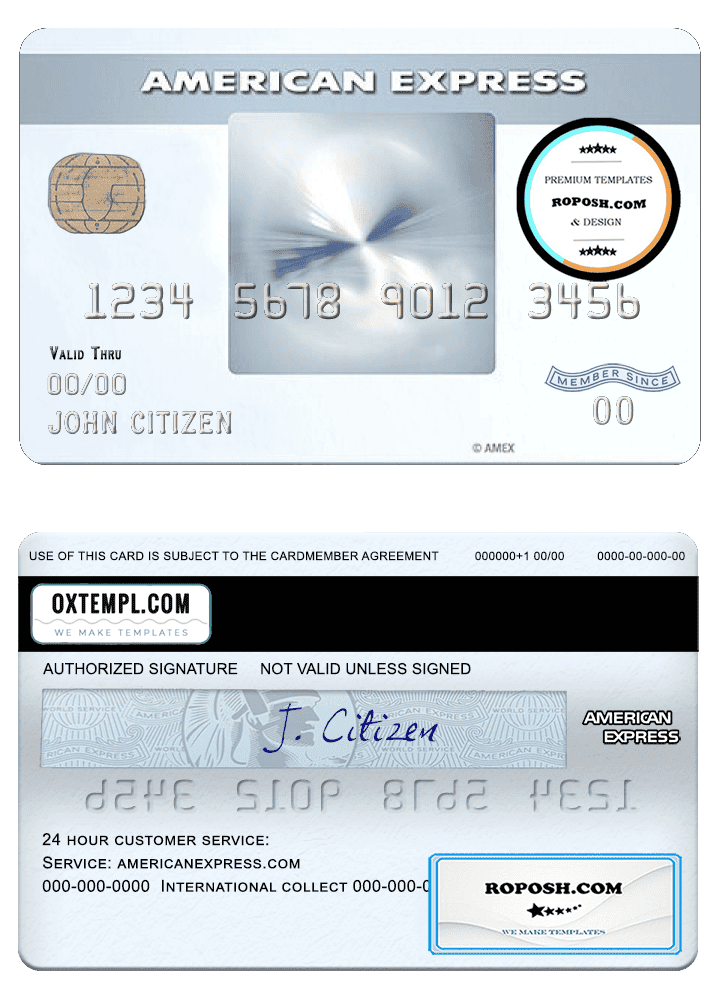 USA New York CFSB bank AMEX everyday® credit card template in PSD format, fully editable