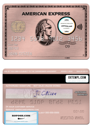 USA University of Southern Indiana bank AMEX rose gold metal card template in PSD format, fully editable
