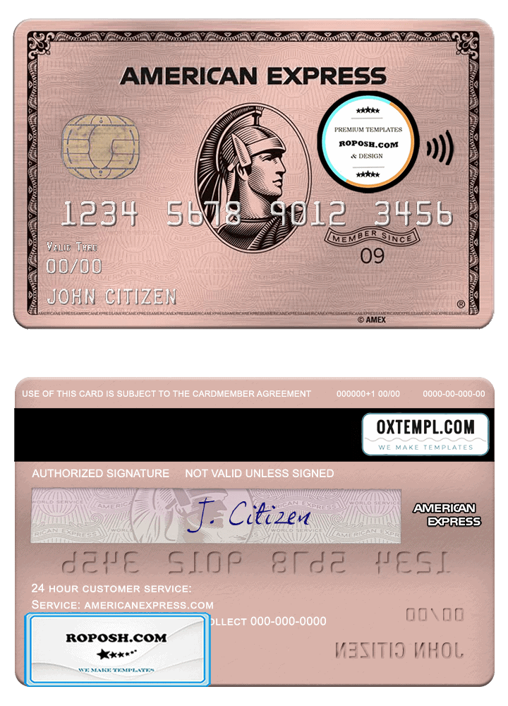 USA University of Southern Indiana bank AMEX rose gold metal card template in PSD format, fully editable