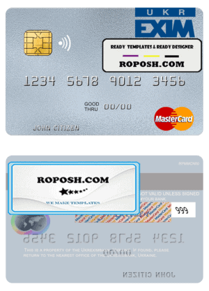 Ukraine Ukreximbank mastercard template in PSD format