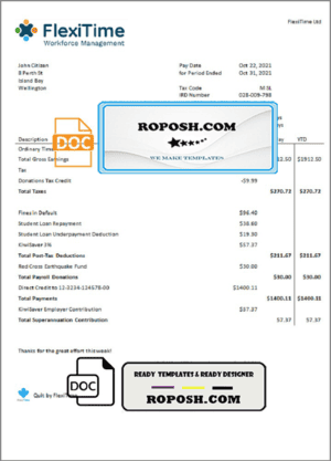 USA FlexiTime workforce management & payroll solutions invoice template in Word and PDF format, fully editable